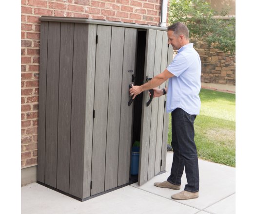Armoire de rangement, résine, imitation  bois, 1.40m x 0.70m, 1.00m²