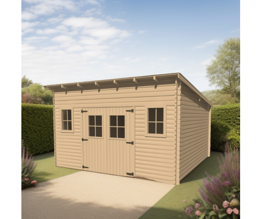 Abri Lavan, Epicéa Madriers 28mm, 4.00 x 4.30m, 17.30m²