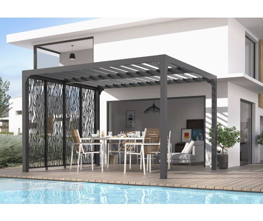 4 panneaux moucharabieh en acier haute performance finition époxy gris anthracite pour côté 3 m