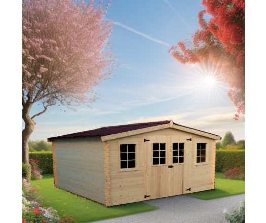 Abri Baron, Epicea madriers 28mm, 4.20 x 4.00m, 16.80m²