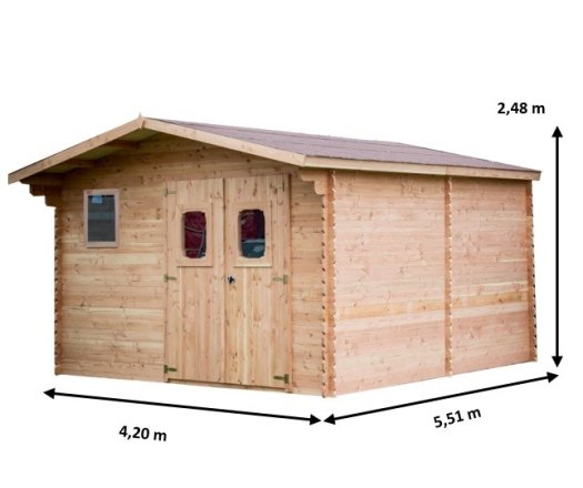 Abri Dommar, Douglas Madriers 28mm, 4.00 x 5.00m, 20m²