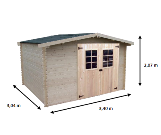 Abri Vaduz, Epicéa madriers 28 mm, 3.40 x 3.04m, 10.34 m²
