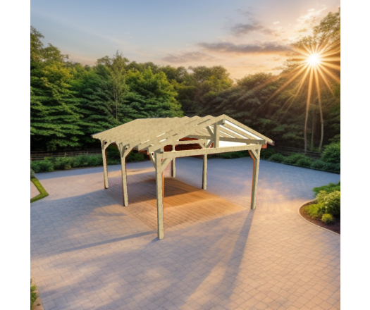 Carport Karpa, Epicéa du nord section 120 x 120mm, 3.90 x 5.90m, 28.40m²