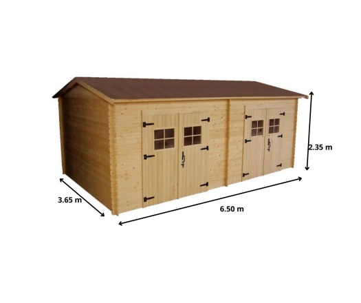 Abri Dordogne, Epicéa Madriers 28mm, 3.60 x 6.50, 21.00m²