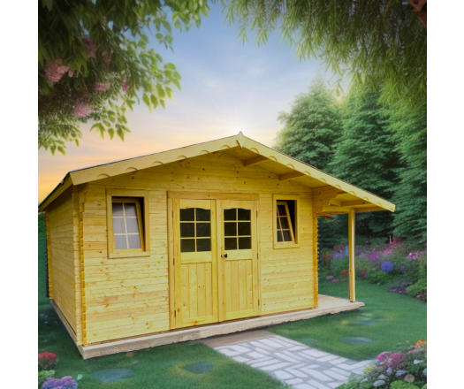 Abri Balmont, Madriers épicéa 28mm, 4.0 x 5.0m, 20m²