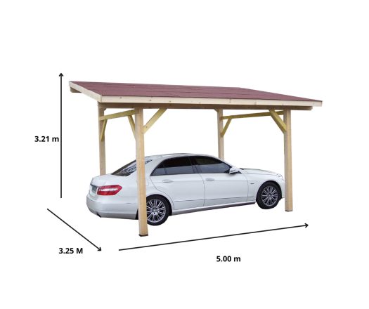 Carport Avento, Epicéa du nord section 120 x 120mm, 3.00 x 3.60m, 16.20m²