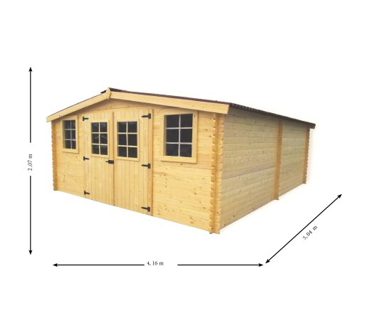 Abri Baron, Epicéa Madriers 28mm, 4.00x 5.00m, 20,00 m²