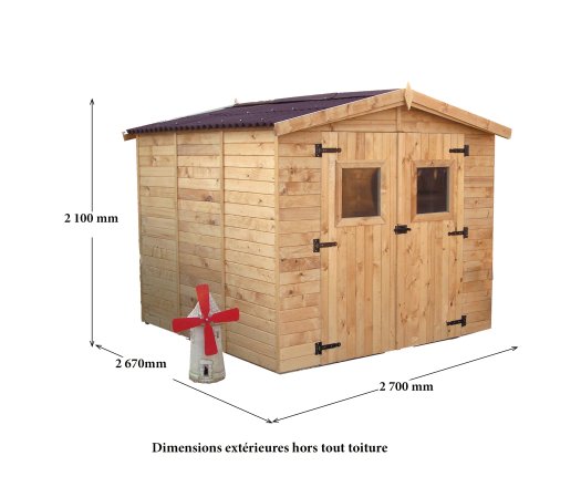 Abri Eden, Epicéa panneaux 16mm, 2.40 x 2.40m, 7.20m²