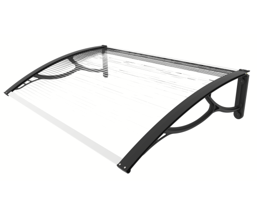 Marquise de porte et fenêtre 80 x 120 cm / support mural plastique / polycarbonate alvéolaire double peau 4 mm