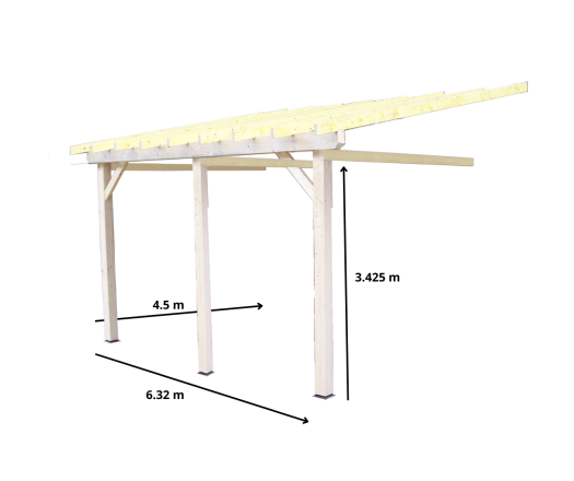 Carport, Epicéa du nord section 120 x 120mm, 4.50 x 6.30m, 28.40m²