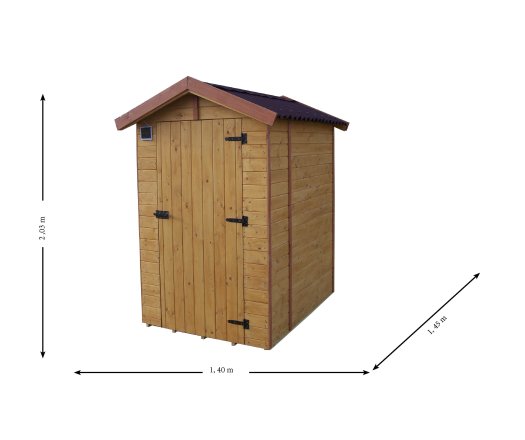 Abri Eden WC, Epicéa en panneaux 16 mm, 1.40 x 1.40m, 2.00m²