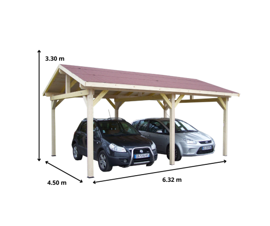 Carport Karpa, Epicéa du nord section 120 x 120mm, 3.90 x 5.90m, 28.40m²