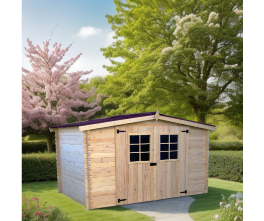 Abri Montana, Epicéa madriers 28mm, 3.15 x 3.00m, 9.50m²