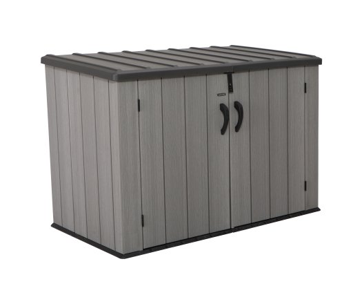 Coffre de jardin, résine PEHD, imitation bois, grand volume, 1.90m x 1.00m, 1.90m²