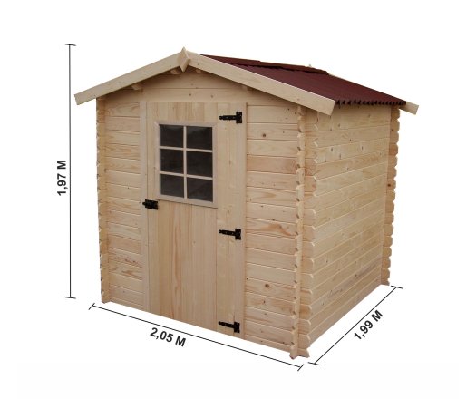 Abri Alpina, Epicéa madriers 20mm avec plancher, 2.0 x 2.0 m, 4.00 m²