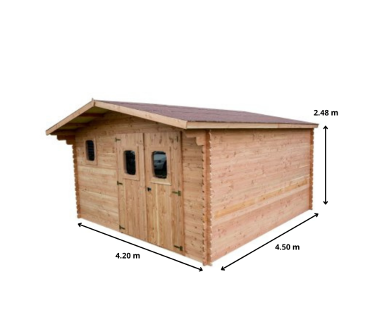 Abri Dommar, Douglas Madriers 28mm, 4.20 x 4.50m, 18.90m²