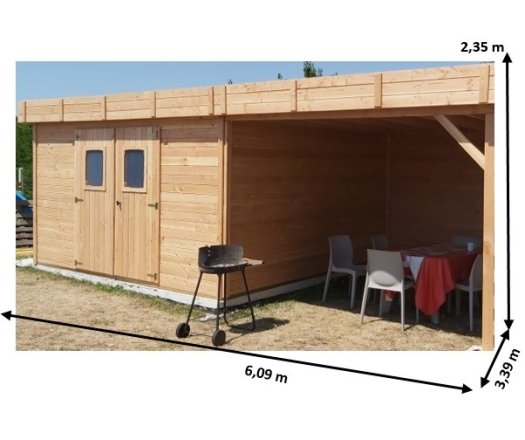 Abri Dinan, Douglas Madriers 28mm, 5.75 x 3.00m, 17.25m²