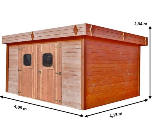 Abri Dinan, Douglas Madriers 28mm, 4.10 x 4.10m, 16.90m²