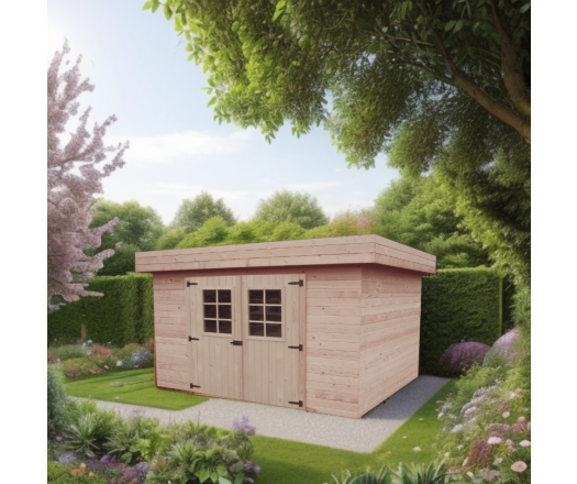 Abri Kemper, Epicéa madriers 28mm, 3.40 x 3.30m, 11.40m²