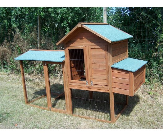 Poulailler bi-corps grande taille, Bois, 1.86 x 0.76m, 2.13m²