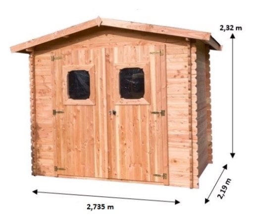 Abri Dommar, Douglas Madriers 28mm, 2.90 x 2.20m, 6.33m²