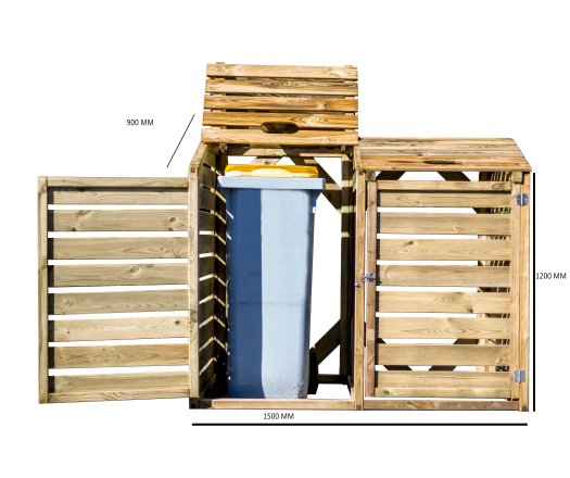 Cache poubelle, bois autoclavé double, 1.50 x 0.90 m, 1.35m²