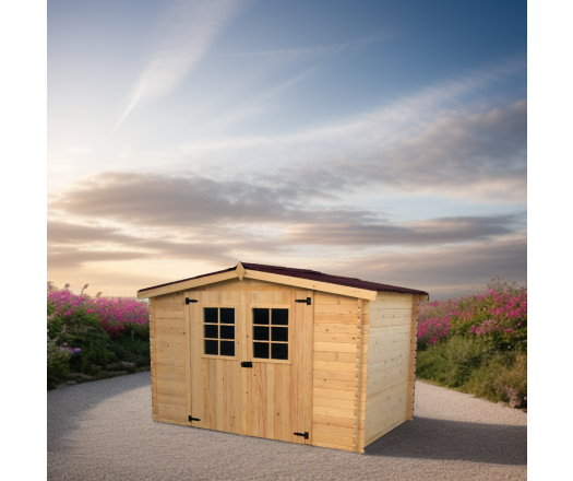 Abri Alpina,  Epicéa Madriers 20mm, 3.10 x 3.05m, 9.50m²