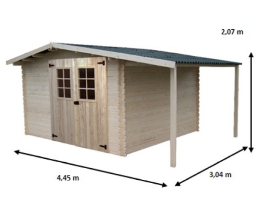 Abri Vaduz, Epicéa madriers 28 mm, 4.40 x 3.00m, 13.52 m²