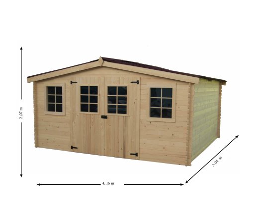 Abri Baron, Epicéa Madriers 28mm, 4.20 x 3.00m, 12.70m²