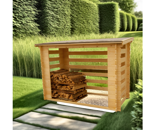 Abri range-bûches fermé, Madriers, 1.20 x 2.35 m, 2.82m²