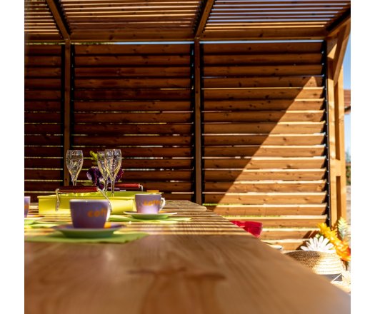 Pergola Thermauvent  avec ventelles mobiles sur mur, THT, 3.40 x 6.20 m, 21.0m²