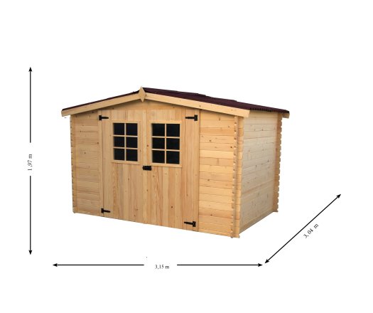 Abri Alpina,  Epicéa Madriers 20mm, 3.10 x 3.05m, 9.50m²