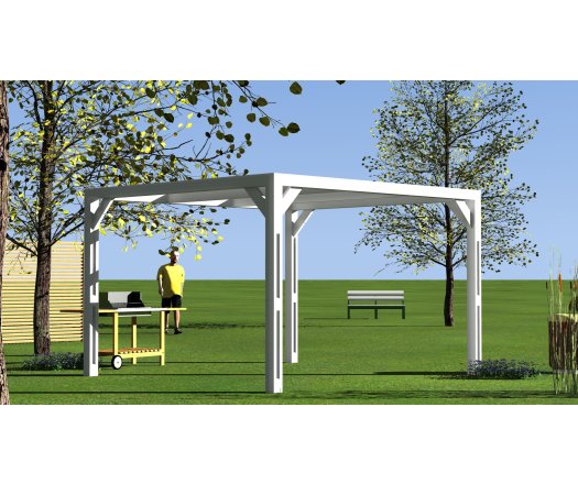 Pergola Thermauvent, Bois Thermo chauffé poteaux 0.12 x 0.12 m, 3.40 x 3.10m, 10.60m²