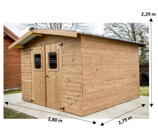 Abri Thiers, THT Madriers 19mm, 2.80 x 2.80m, 7.80m²