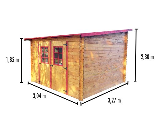 Abri Lavan, Epicéa Madriers 28mm, 3.00 x 3.30m, 10.00m²