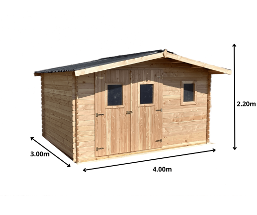 Abri Dublin, Douglas Madriers 28mm, 4.00 x 3.00m, 12.00m²