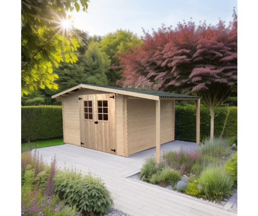 Abri Vaduz, Epicéa madriers 28 mm, 4.40 x 3.00m, 13.52 m²