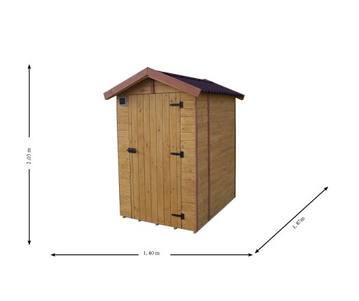 Abri Eden WC, Epicéa en panneaux 16 mm, 1.40 x 1.90m, 2.60m²