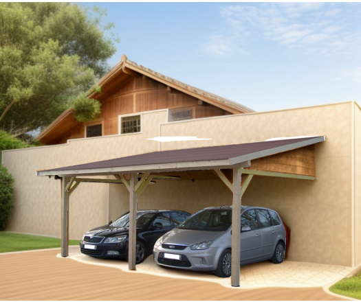 Carport, Epicéa du nord section 120 x 120mm, 3.90 x 5.90m, 28.40m²
