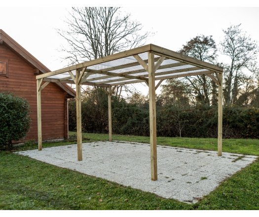 Carport Economique, Pin sylvestre traité autoclave classe III, 3.00 x 5.00m, 15.00m²