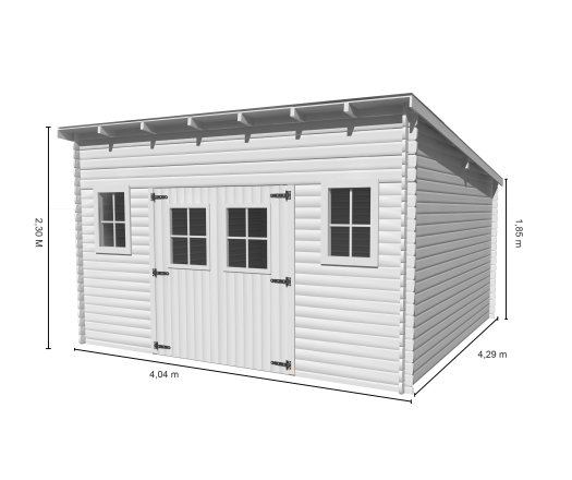 Abri Lavan, Epicéa Madriers 28mm, 4.00 x 4.30m, 17.30m²