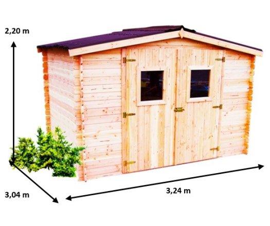 Abri Dublin, Douglas Madriers 28mm, 3.20 x 3.00, 9.90m²