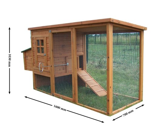 Poulailler standard, Bois, 1.60 x 0.70m, 1.50m²