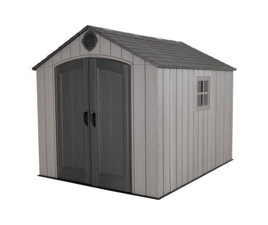 Abri, résine PEHD, imitation bois, grand  volume, avec plancher, 2.40m x 3.00m, 7.20m²