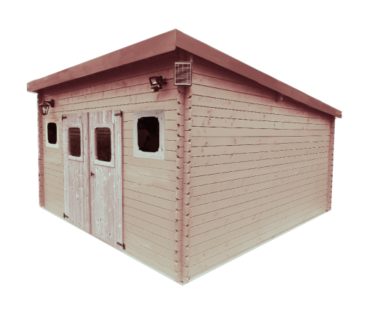 Abri Danube, Douglas Madriers 28mm, 4.10 x 4.10m, 17.10m²