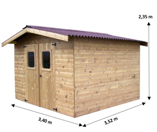 Abri Thiers, THT Madriers 19mm, 3.40 x 3.50m, 12m²