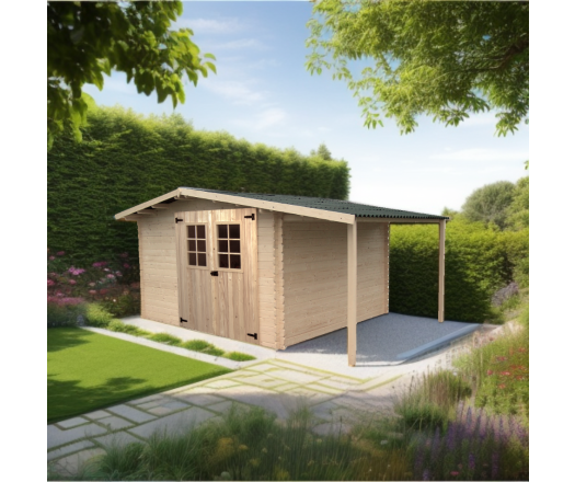 Abri Vaduz, Epicéa madriers 28 mm, 4.40 x 3.00m, 13.52 m²