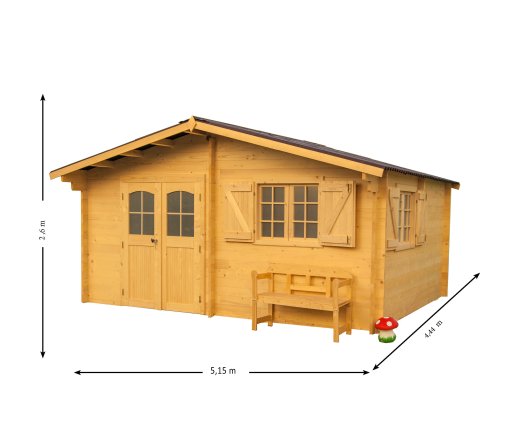 Abri Nancy,  Epicéa Madriers 42mm, 5.00 x 4.00m, 19.99m²