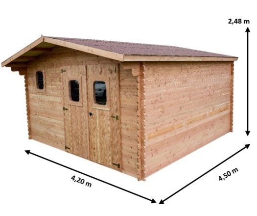 Abri Dommar, Douglas Madriers 28mm, 4.20 x 3.50, 14.80m²