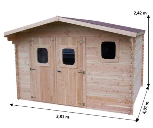 Abri Dommar, Douglas Madriers 28mm, 3.80 x 4.00, 15.30m²